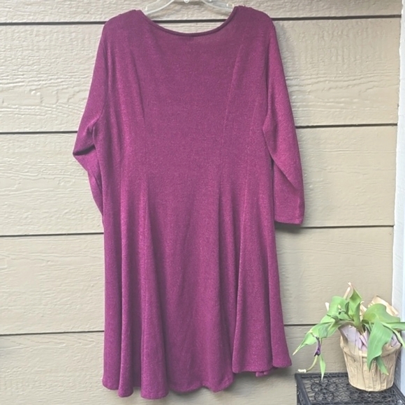 Torrid Wine Burgundy hacci Knit 3/4 fluted skater Dress 18 20 2x - Picture 5 of 9